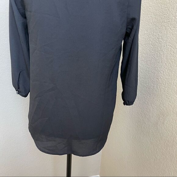 Monteau Black Semi Sheer High-Low Blouse Size M - Picture 7 of 16